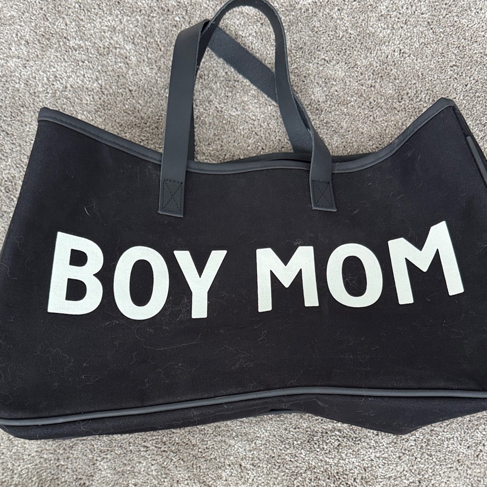 Stylish Black 'Boy Mom' Tote Bag